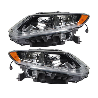 #ad RightLeft Headlight For 2014 16 Nissan Rogue Halogen Chrome Housing Clear Lens $95.20