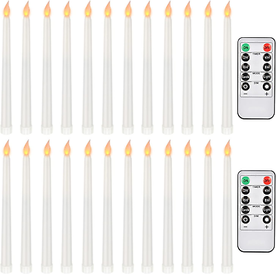 #ad antizer Flameless Flicker Taper Candles Set of 24 with 2 Remote and White $53.25