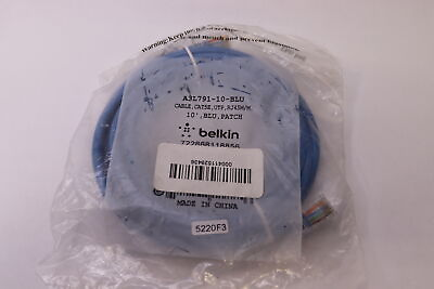 #ad Belkin RJ45 Patch Cable CAT5e CAT5 Snagless UTP Blue 10ft A3L791 10 BLU S $5.58