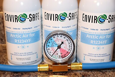 Arctic Air for R1234yf 3 cans with Gauge COLDER AIR Enviro Safe $58.99