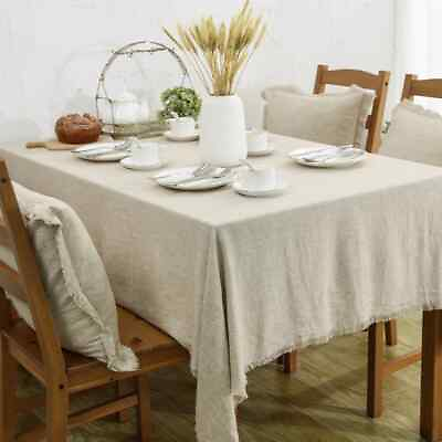 #ad Tablecloth Cotton Linen Table Cover Tassels Rectangle Table Cloth Dining Room $17.16