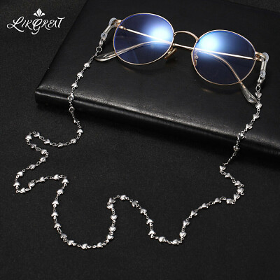 #ad Stainless Steel Heart Bead Cross Eyeglasses Chain Reading Glasses Lanyand Holder $6.99