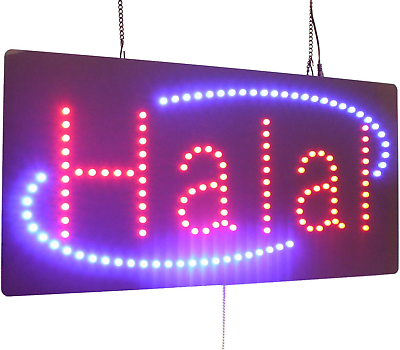 #ad Halal in English Only Sign Signage LED Neon Open Store Window Shop Busine $200.46