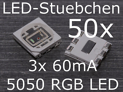 #ad 50x 5050 3x60mA RGB LED 06W SMD PLCC6 3 Chip EUR 11.90