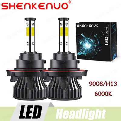#ad 4 Sides H13 9008 LED Headlight Bulbs Hi Lo Beam 6000K For Ford F 150 F 250 F 350 $20.99