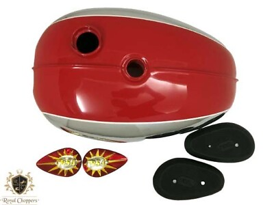 #ad BSA A65 Thunderbolt Chromed amp; Red Tank Single Carb Cap Knee pad Fit For $276.75