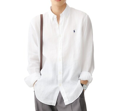 #ad Genuine Polo Ralph Lauren Custom Fit Linen Shirt White $273.00
