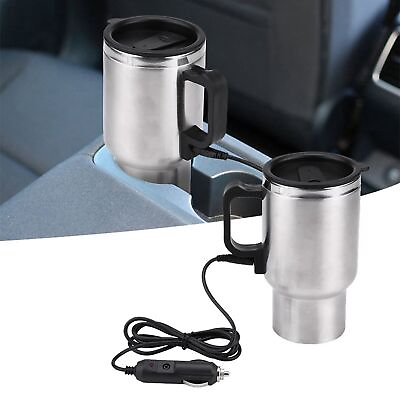 #ad 12V 450ml Electric Incar Stainless Steel Travel Heating Cup Coffee Tea Car Cup $18.04
