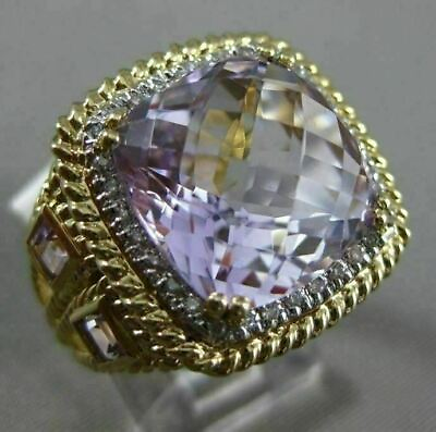 #ad LARGE 10.93CT DIAMOND amp; AAA EXTRA FACET AMETHYST 14K TWO TONE GOLD FILIGREE RING $2279.70