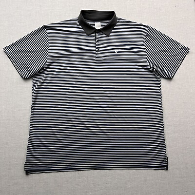 #ad Callaway Mens Polo Shirt Golf Performance Size 2X Opti Dry Gray Blue Striped $18.95