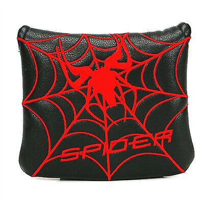 #ad US Shiping Black Red Spider Web Golf Sqaure Mallet Putter Headcover Magnet Cover $16.91