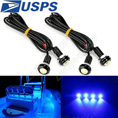 #ad 12V Waterproof Blue LED Push In Courtesy Lights 8000K DRL Boat Lights 4X ATV $9.99