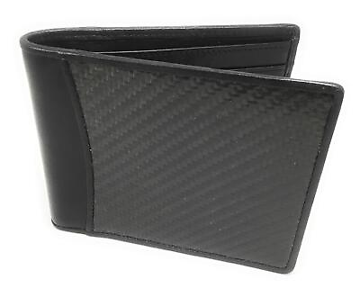 #ad Real Carbon Fiber Wallet w RFID Blocking Tech Leather at Hinges and Trim I... $20.55