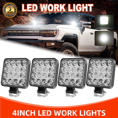 #ad 4X 48W LED Work Light Pods SPOT Lights 12V 24V For Truck Off Road Tractor Square $17.99