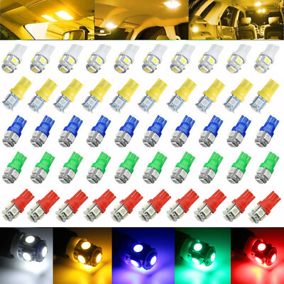 #ad 50Pcs White Yellow T10 Wedge 5 SMD 5050 LED Light bulbs W5W 2825 158 192 168 194 $12.98