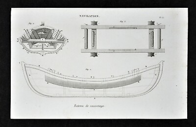 #ad 1859 Antique Maritime Print Shipbuilding Dinghy Row Boat Design Plan Navigation $11.99