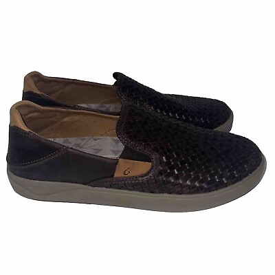 #ad OLUKAI Men Loafers Lae#x27;ahi Lauhala Woven Brown 12 Slip On Weave Leather $59.95