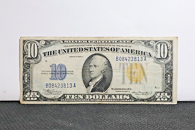 #ad 1934A $10 Yellow Seal NORTH AFRICA Silver Certificate WWII Emergency Issue Note $110.00