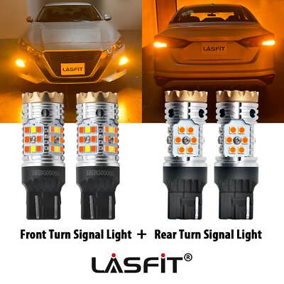 #ad LED Frontamp;Rear Turn Signal Light Blinker Bulbs 7443 7440 Combo Canbus Error Free $84.98