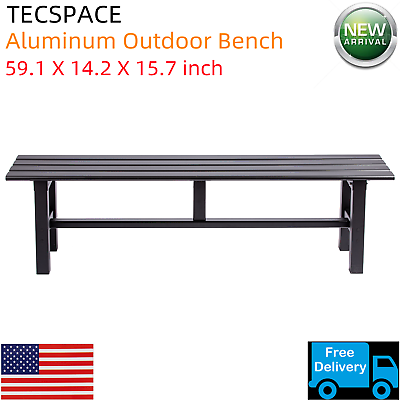 #ad TECSPACE 59.1x14.2x15.7 inches Black Aluminum Outdoor Bench for Park and Garden $117.99