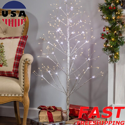 #ad Electric Birch Tree Metal W 336 Warm White LED Lights Indoor Outdoors 4 Ft New $79.84