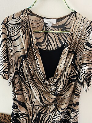 #ad Dress Barn Woman’s Blouse 2 In 1 Tiger Print Size 1X $5.00