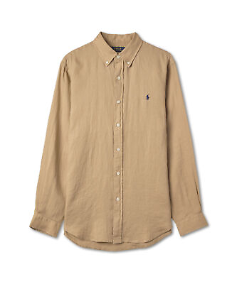#ad Genuine Polo Ralph Lauren Custom Fit Linen Shirt Beige $273.00