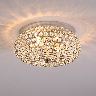 #ad Modern Luxury Crystal LED Chandelier Flush Mount Ceiling Lamp Light Fixture $37.60