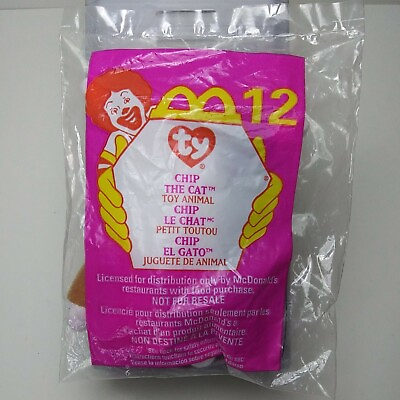 #ad 1999 McDonald#x27;s # 12 quot; CHIP THE CATquot; Ty Teenie Beanie Babies Collectible $3.59