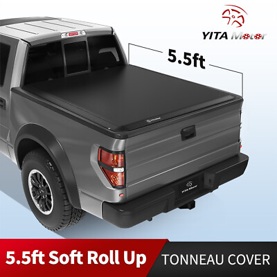 #ad 5.5ft Bed Tonneau Cover Soft Roll Up for 09 14 Ford F 150 F150 Truck Top w Lamp $119.99