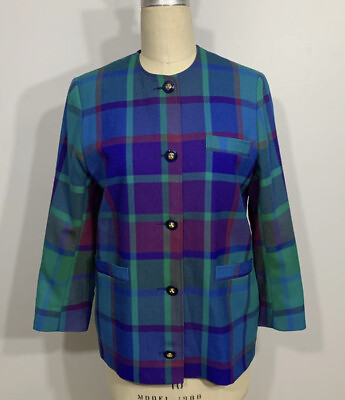 #ad Avoca Jacket Irish Plaid Wool Blazer Made In Ireland 36 Small $38.00
