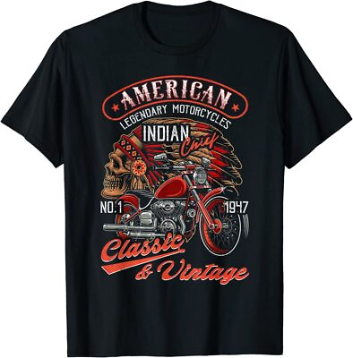 #ad Funny Retro Vintage American Motorcycle Indian for Old Biker T Shirt $15.98