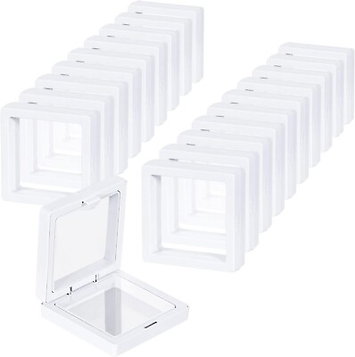 #ad 20 Pcs White 3D Floating Coin Display Frame Holder Case Box For Jewelry Coins $14.39