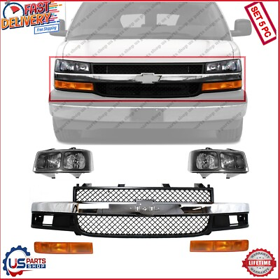 #ad For 2003 2021 Express 2500 Front Grille Headlight Parking Light Kit LHRH SET 5P $490.32