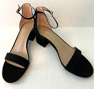#ad DREAM PAIRS Women#x27;s Black Faux Suede Chunk Low Heel Pump Sandals Size 7 $25.00
