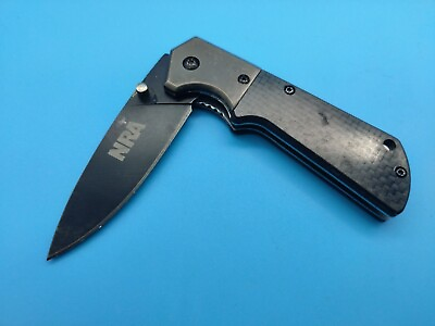 #ad NRA ILA Carbon Fiber Plain Edge Folding Liner Pocket Knife Pocket knife USED b $13.59