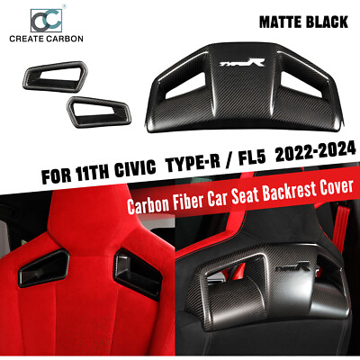 #ad Fit For Honda Type R FL5 Car Seat Cover Backrest Trim Real Dry Carbon Fiber $315.99