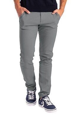#ad #ad Mens Stretch Skinny Slim Fit Chino Pants Flat Front Casual Super Spandex Trouser $20.39