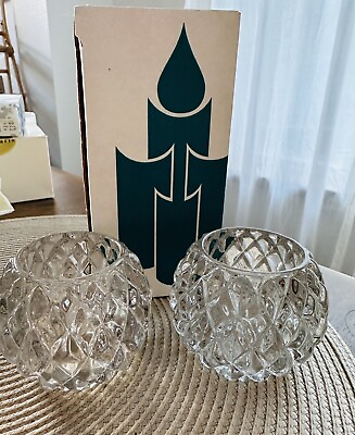 #ad Set of 2 New Partylite Illusions P0463 Swirl Glass Votive With Candles Holders $14.90
