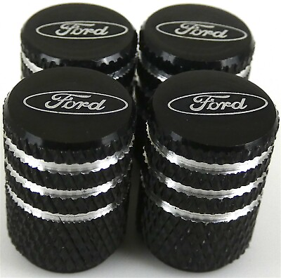 #ad 4x Ford Tire Valve Stem Caps For Car Truck Universal Fitting Black $7.64