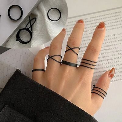 #ad Women Round Circle Ring Geometry Hollow Joint Midi Rings Lady Finger Jewelry Set $10.02