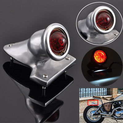 Aluminum Chrome Retro Red Brake LED Tail Light Bracket For Harley Chopper Bobber $31.99