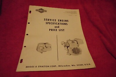 #ad Briggs Stratton 1969 Service Engine Specifications amp; Price List Catalog Manual $19.99