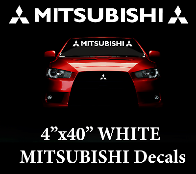 #ad Mitsubishi WHITE Windshield Decal Car turbo Sticker Evolution Lancer Sport 301 $12.99