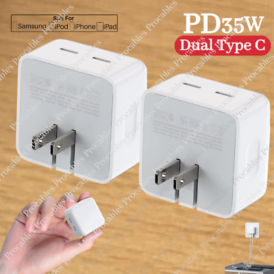 #ad 1 2 3X 35w DUAL USB C PD Fast Charging Wall Charger Power Adapter Type C Brick $10.25