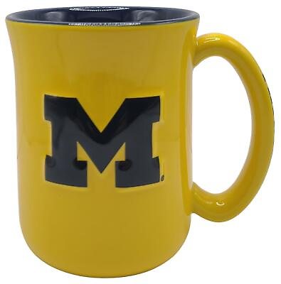 #ad NCAA Large 15oz Sculpted Cafe Mug Raised Logo Inner Color Michigan Wolverines $19.95