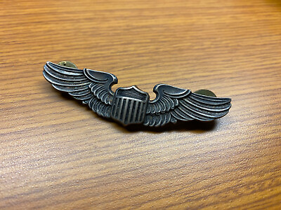 #ad WWII US Army Air Force Sterling Amico Full Size 3” Pilot Wings Clutchback $84.99
