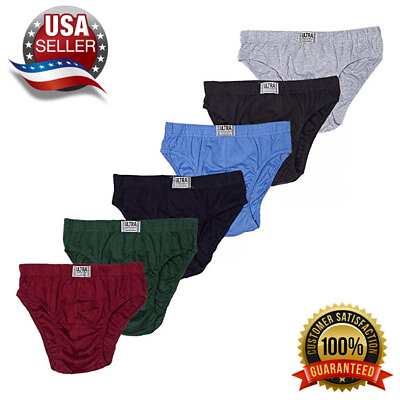 #ad Men#x27;s ULTRA Cotton Bikini Brief Underwear Assorted Colors 6 Pack $17.95