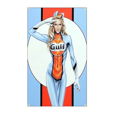 #ad Gulf Oil Porsche Racing Model Flag Banner 3 ft x 5 ft NEW $8.98