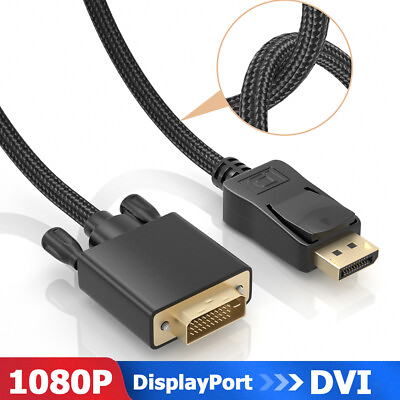 #ad Premium Displayport to DVI Cable Mesh 6FT DP to DVI D Adapter Converter Nvida HP $15.67